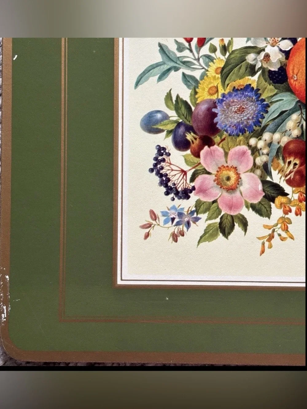 Pimpernel Vintage Botanical Meissen Floral Fruit Cork Backed Placemats Set of 4